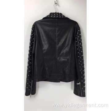 Ladies' Punk Studded Faux Leather Jacket
